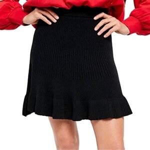 Free People "Solid Gold" Black Ribbed Knit Mini Skirt